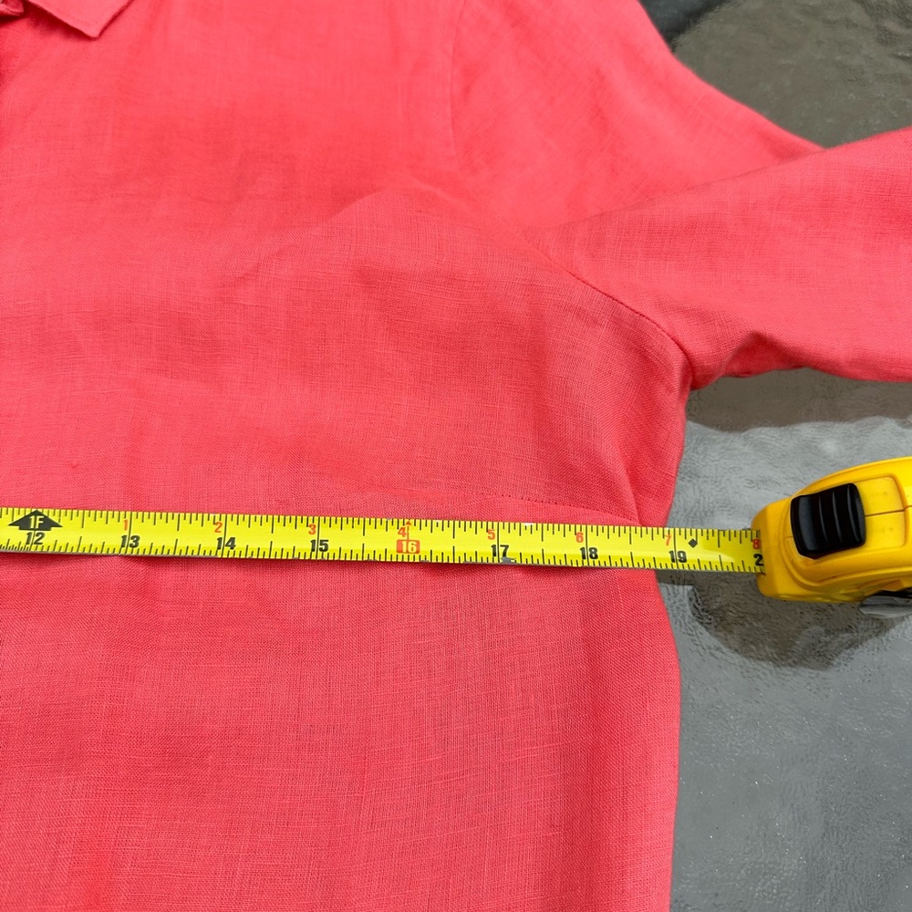 J. Crew Coral Button-Up  Linen Dress Shirt 6 - Picture 5 of 6